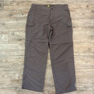 Cabelas Hiking Pants Grey Polyester Light Weight Cargos Classic Fit